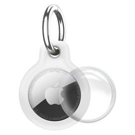 YOKRWO Holder 1-Pack Waterproof TPU Shell Protective Case, Anti-Scratch Airtags Key Chain for Apple Air Tags with All Metal Keychain Key Ring Clip (White)