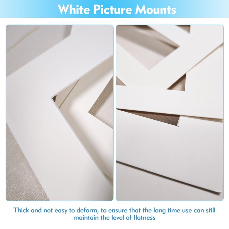 20PCS White Picture Mounts, 5 Sizes Mixed Photo Mounts, Picture