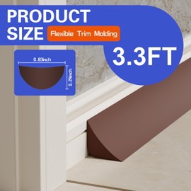 Flexible Molding Trim, 3.3ft Peel and Stick Caulk Strip, Soft, Waterproof, Stain-Resistant, Suitable for Home Decoration in Bathroom, Kitchen, Floor, Wall and countertop White Dark Brown