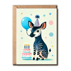 GoGi93Art Okapi Animal Card - Funny Birthday Card - Cute Birthday - Teens Greeting - Anniversary - Daughter - Son - Aunt - Uncle