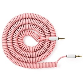 MyVolts Candycord audio cable, straight mini jack to straight mini jack, curly 100cm to 200cm, Marshmallow Pink colour, perfect for Microfreak, Korg Volca, Pocket Operator, headphones