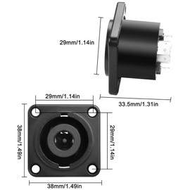 XMSJSIY D-Type 8 Pole Speakon Panel Mount Connector NL8MPR 8 Pin Speakon Female Audio Jack Socket Adapter with Twist Lock for NL8FC NL8FX NLT8X Series -2 PCS