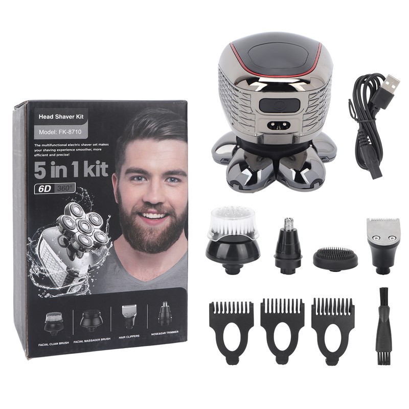 6D Electric Razor 5 in 1 Multifunctional Men Rechargeable Bald
