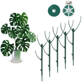 YOYOKIT 5 Pack Stackable Plant Support Stakes, 38inch Climbing Plant Sticks Structures for Monstera with Garden Ties, Durable Alternative to Moss Pole for Indoor Outdoor Plants
