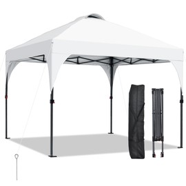 GDY 10x10 Pop Up Canopy Tent, Outdoor Gazebo with 4 Sandbags, Easy Up Canopy with 3 Adjustable Heights for Events, Parties, Camping, White.