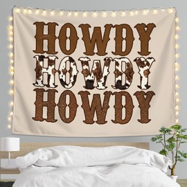 LIANGW Howdy Western Tapestry Wall Hanging, Western Decor Wall Art for Bedroom Home Room Dorm, Cowgirl Room Decor, Country Cow Print Tapestries for Teen Girls & Women 50x60 Inch