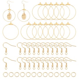 UNICRAFTALE 30-Piece Golden Drop Earrings Making Set Stainless Steel Hoop Earrings Set with 30 Piece Earring Hooks and 30 Pieces Open Jump Rings for DIY Jewellery Making
