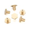 6 Pcs Brass Cabinet Door Knob, Hexagonal Gold Kitchen Door