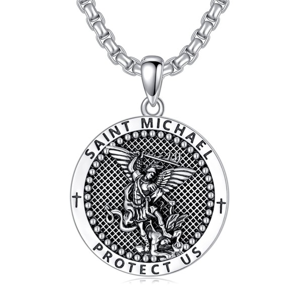 PDTJMTG 925 Sterling Silver St Michael/St Christopher Oval Round Medal
