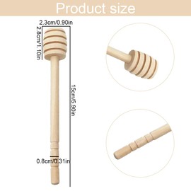 Wooden Honey Stirrers, Pack of 2 Mini Honey Spoons, Honey Server, Honey Spiral Dispenser, Honey & Syrup Drip, and Spill-Free, Practical Aid for Honey Lovers, Wood Colour, 15 cm