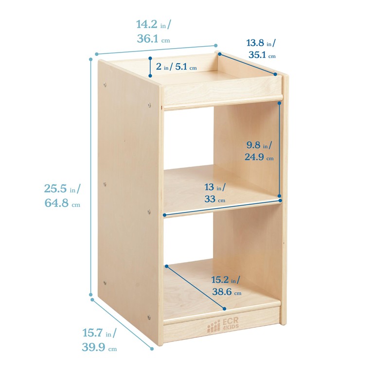 ECR4Kids 2-Cube Vertical Storage Cabinet, Display Shelf, Natural