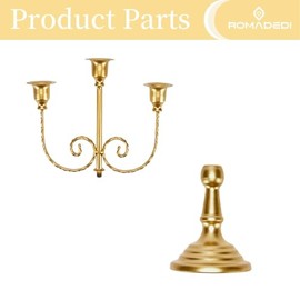 Romadedi - Candelabros dorados para velas – 3 brazos de 11.8 pulgadas, portavelas de boda para fiesta temática, mesa, mesa, comedor, cumpleaños, día festivo, Navidad, juego de 6 unidades