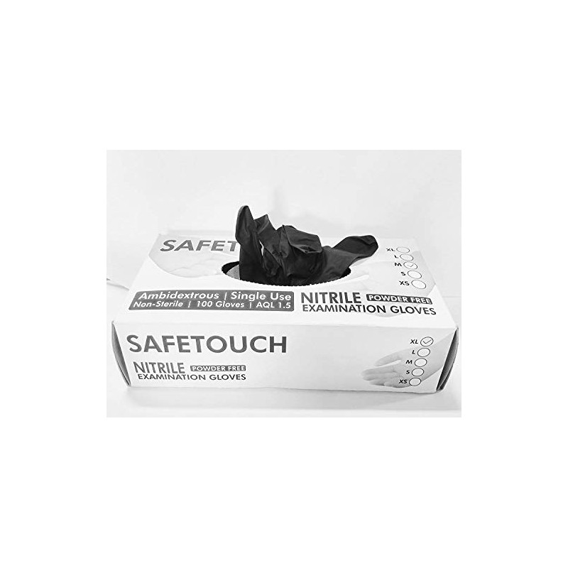 Black Nitrile Powder Free Gloves AQL 1.5 , Size Extra