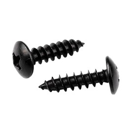 Oneyijun 20 Pcs M3.5 x 10mm Self Tapping Wood Screws Carbon Steel Mushroom Round Flanged Head Fasteners Drilling Screw Black