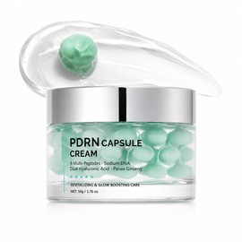 PDRN Capsule Cream, Hydrating Face Moisturizer with Sodium DNA, 9 Multi-Peptides & Hyaluronic Acid, Lightweight Gel Cream for Plump-Looking & Radiant Skin, Korean Skincare,1.76 oz.