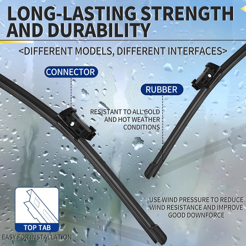 24"+19" Front Windshield Wiper Blades Compatible with VW Volkswagen Jetta