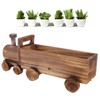 Wooden Flower Pot Cartoon Train Shape Good Ventilation Succulent Flower