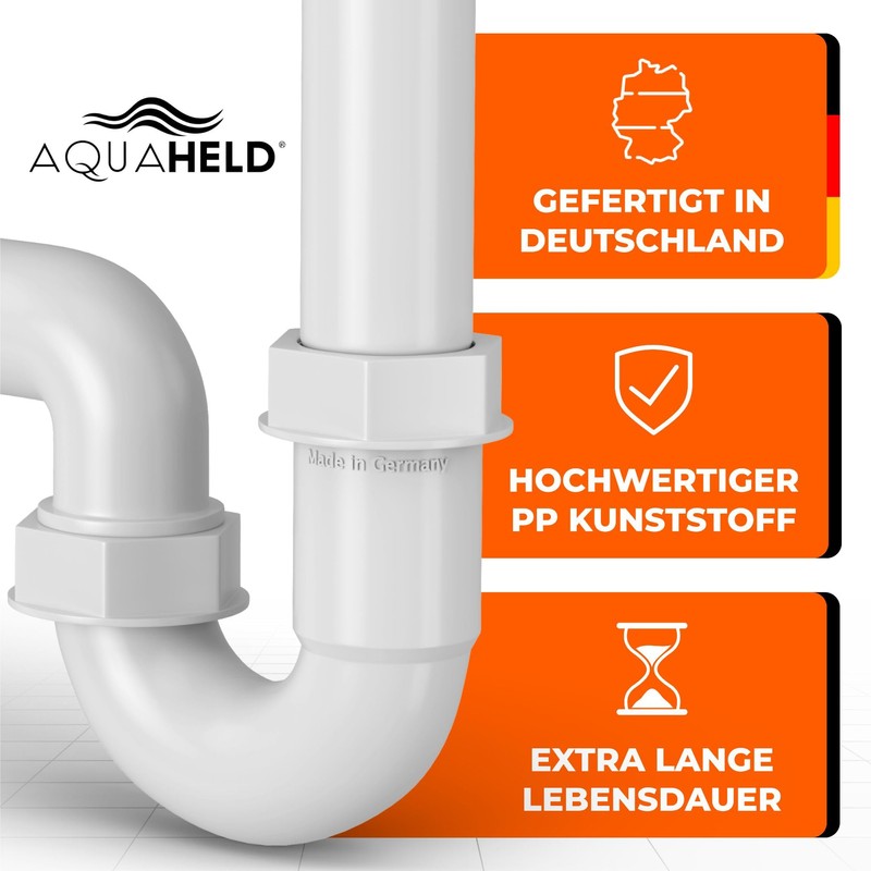 AquaHeld® Raumsparsiphon Waschbecken [Made in Germany] – Siphon 1 1/4"
