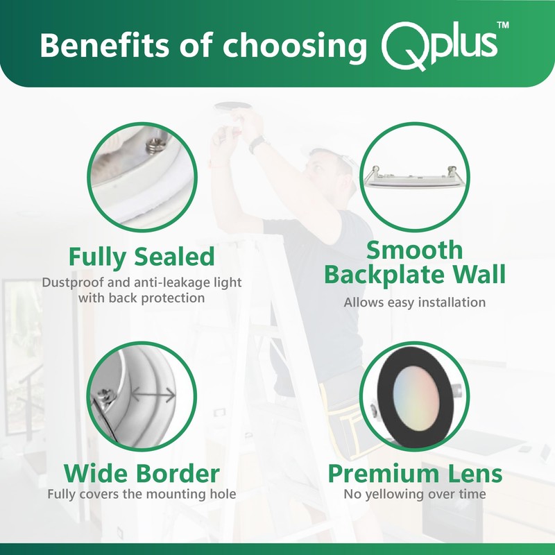 QPLUS Home 6-Pack 6-Inch Slim-Panel 5CCT Recessed Light, Black