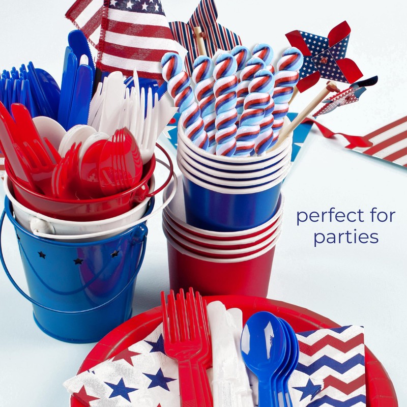 Sweetzo Red, White and Blue Twist Candy Lollipops, Bulk Individually