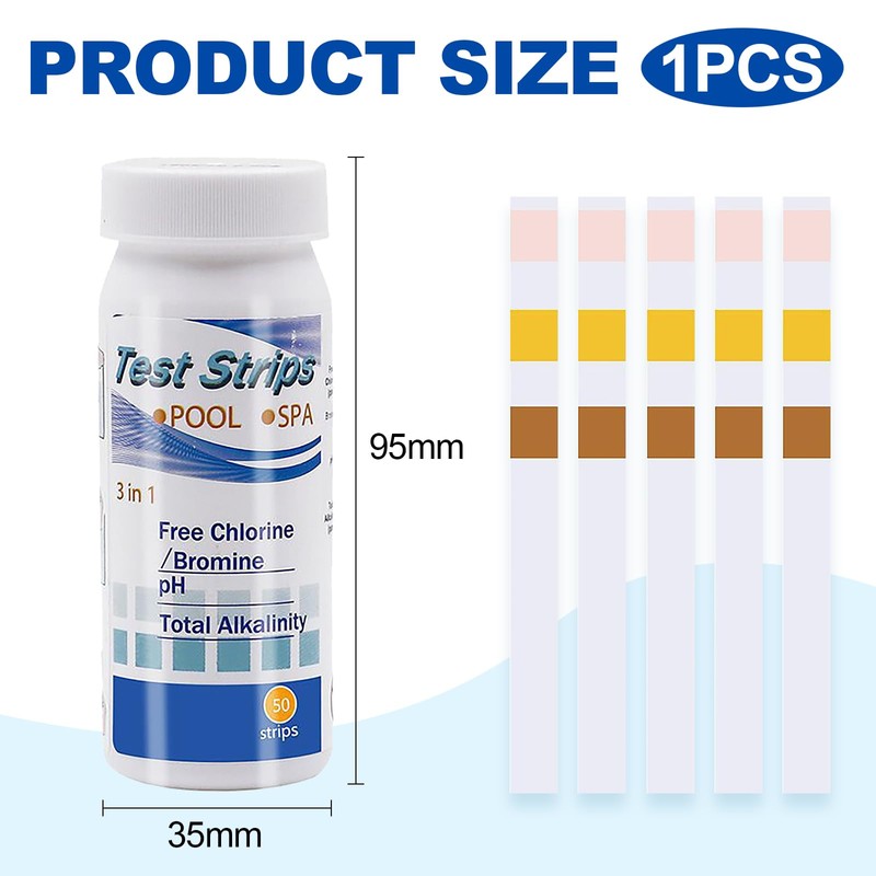 50pcs Water Hot Tub Test Strips, 3 In 1 Ph