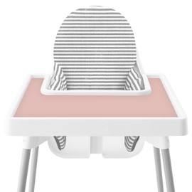 Mantel individual para silla alta, 2 paquetes de manteles individuales de silicona antideslizante resistente a las manchas para silla alta (rubor / salvia)