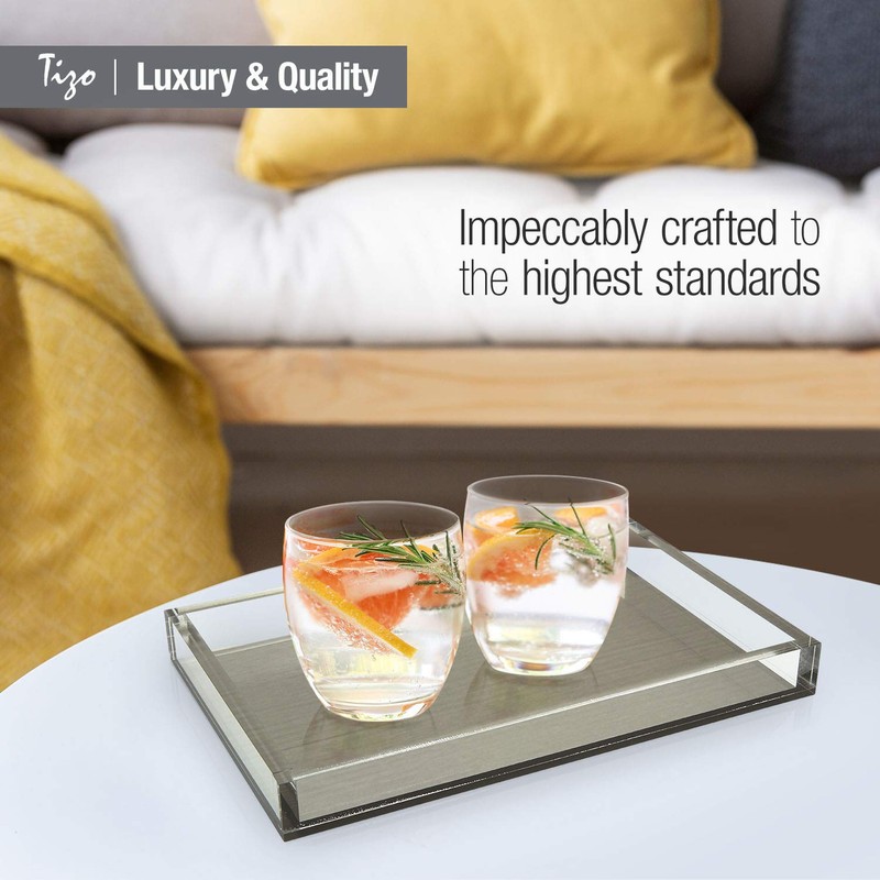 Tizo Design Elegant Lucite Tray, 12" x 8" Acrylic, Multiple