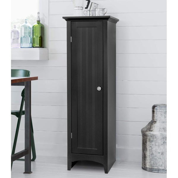 OS Home and Office One Door Kitchen Black storage pantry