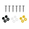 Number Plate Screws & Caps Kit 6PC Yellow Black White