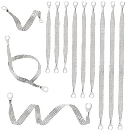 12PCS Automotive Ground Straps, 10/15/20 Inch Tinned Copper Braided Grounding Cable Straps with Ring Terminals, Universal Engine Vehicle Ground Wire Strap Kit for Most Cars (Silver)