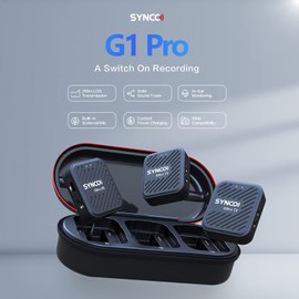 SYNCO G1 (A2) Pro 2.4GHZ Wireless Lavalier Microphone with Charging Station 1 Receiver 2 Transmitter Microphone for Camera Youtube TiKTok Vlog Interview
