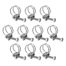 sourcing map 10Pcs Double Wire Hose Clamp, 18-22mm Adjustable Stainless Steel Wire Hose Clips with M6 Bolt for Dust Collection Hose, Pump Hose Pipe