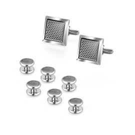 Wynameleri Mens Cufflink Studs Set Formal Business Shirt Parts Jewelry Box Square Cuff Links Buttons T0507028 SSR
