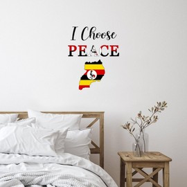 Vinyl Wall Quotes Stickers I Choose Peace Uganda DIY Wall Art Murals Wall Decoration Gift Flag for Travelers Wall Decals for Floor Window Family Teen Room Notebook 28in