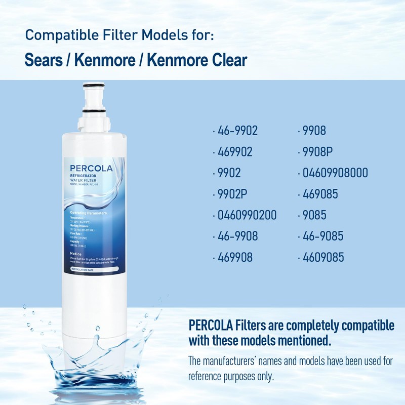 PERCOLA 9085 Water Filter Replacement for Kenmore 46-9085, 9085, 4609085,