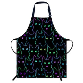 Smooffly Cute Cat Silhouettes Apron Unisex Adjustable Bib Apron Cooking Kitchen Chef Women Men Aprons for Home Kitchen, Restaurant,Coffee House,Shop,Garden