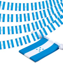 Honduras String Flag Pennant Banner, Small Mini Honduran Flags Bunting Banner, National Country Decoration for School, Party, Sports Events, 33 Feet 30 Flags