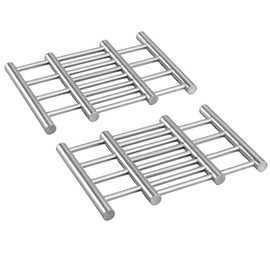 com-four® 2 x high-quality trivet made of stainless steel – coasters for pot, pan, casserole dish and wok – extendable approx. 22-38 x 20 x 1.8 cm (2 pieces)