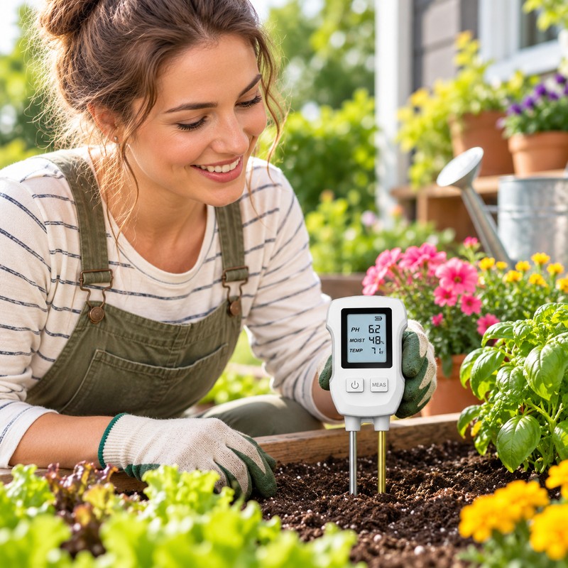 3-in-1 Digital Soil Tester with Backlit Display, pH Moisture &