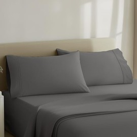 Highome Cotton Pillowcases- 400 Thread Count Sateen Weave Soft & Durable for a Comfortable Sleep Experience Pack of 2 Pillowcase (Dark Gray, Queen/Standard)