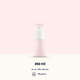 Dopper Steel 350 ml Soft Pink Stainless Steel Water Bottle, BPA-Free Water Bottle, 18/8 Stainless Steel, Leak-Proof, Sports Bottle for Sports, Outdoor and Office