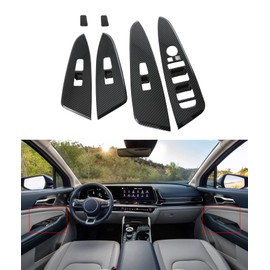 Kadore for 2023-2025 Kia Sportage Hybrid Carbon Fiber Style Interior Side Windows Lift Door Panel Frame Cover Trim LHD 6-pc
