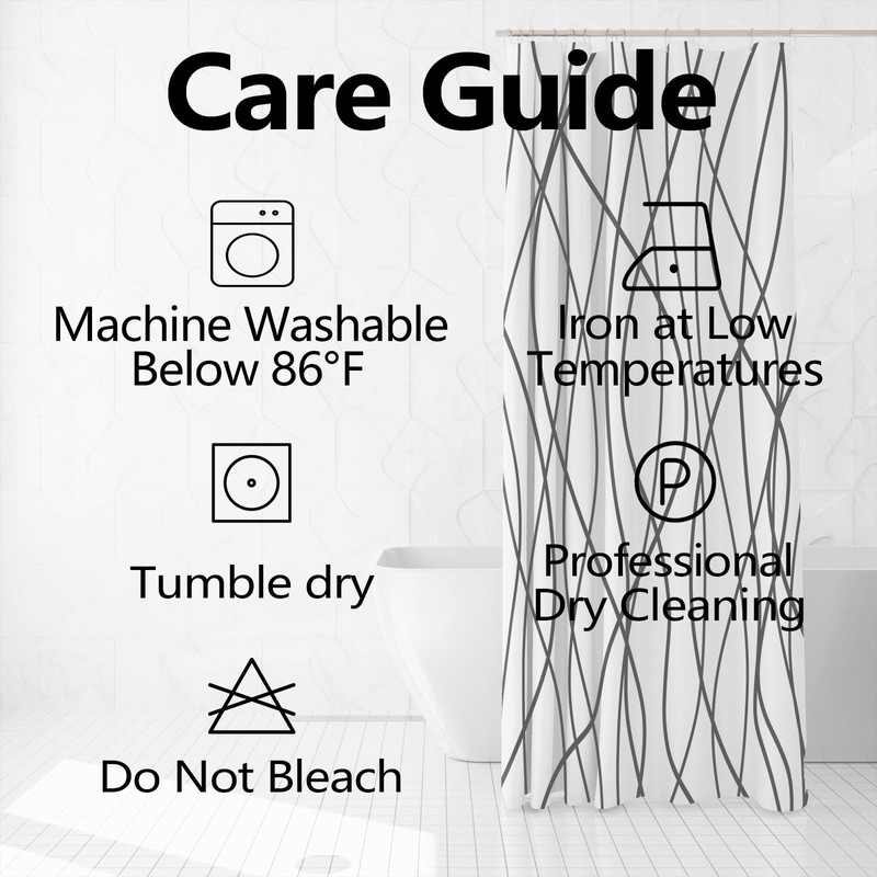 Uiiooazy White Black Striped Shower Curtain for Bathroom 72"x72", Geometric