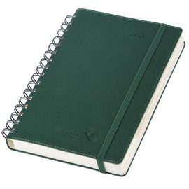 POPRUN 2026 Daily Planner One Page per Day (Medium 6'' x 8.5'') - 12 Months Calendar Appointment Book with Hourly Slots, Inner Pocket, Monthly Tabs, Pen Holder - Forest Green