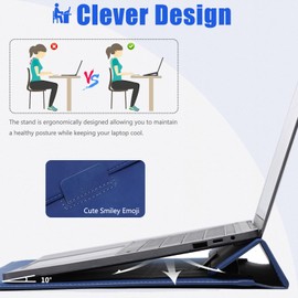 HYZUO 13.3-14 Inch Laptop Sleeve with Stand Feature for MacBook Pro 14 M3/M2/M1 Pro/Max A2992 A2918 A2779 2024-2021, MacBook Air 13 2017-2012, 13.5-13.8 Surface Laptop 7-1, with Pouch, Klein Blue