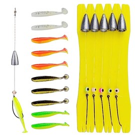 Texas Rig for Bass Fishing,5pieces in 1 Packs Complete Texas Carolina Rig Ready Rig,Free Rig Kit with Weight Hook Rigged Line Fishing Gear Accessories(3/8oz(10g)-Hook 1/0-5pcs)