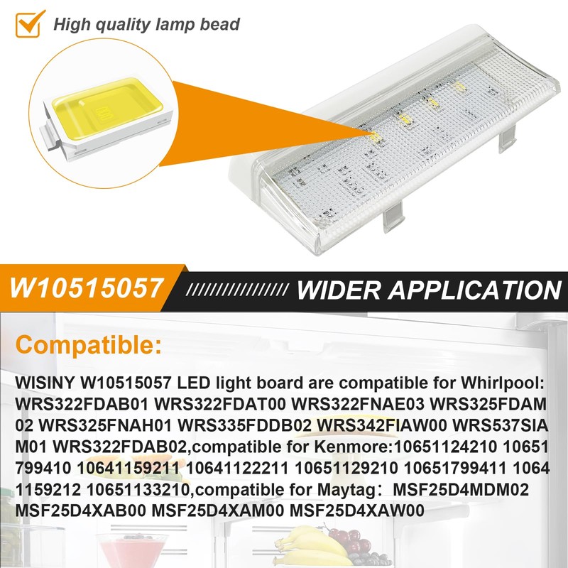 W10515057 Refrigerator LED Light Board Compatible with Whirlpool Kenmore Maytag