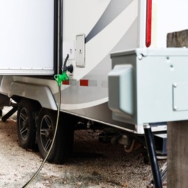 RVGUARD 30 Amp 50 Foot RV Extension Cord, Heavy Duty 10/3 Gauge STW Cord with LED Power Indicator and Cord Organizer, TT-30P/R Standard Plug, Black&Yellow, ETL Listed