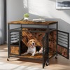 YITAHOME 32" Dog Crate Furniture with Wheels, Farmhouse Decorative Wood