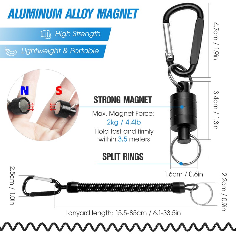 3pcs Fly Fishing Magnetic Net Release Holder Fishing Lanyard Magnetic